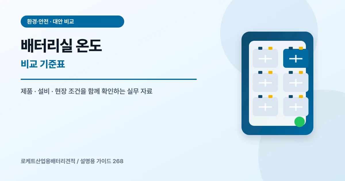 배터리실 온도 비교 기준표에서 확인할 제품, 설비, 점검 항목을 정리한 설명용 대표 이미지