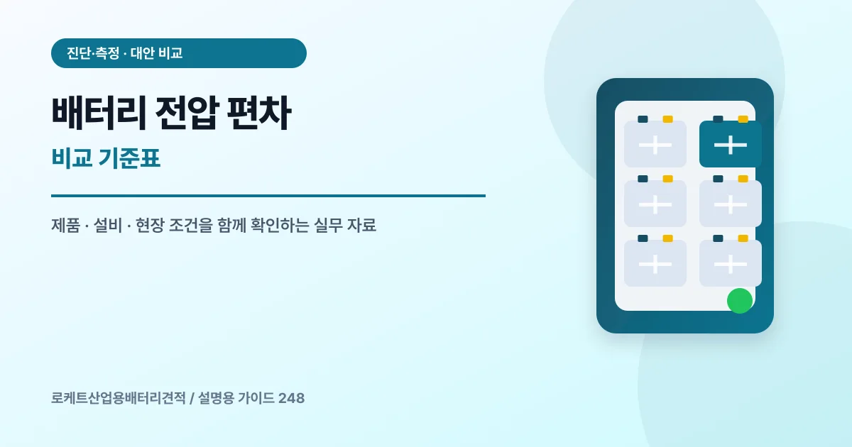 배터리 전압 편차 비교 기준표에서 확인할 제품, 설비, 점검 항목을 정리한 설명용 대표 이미지