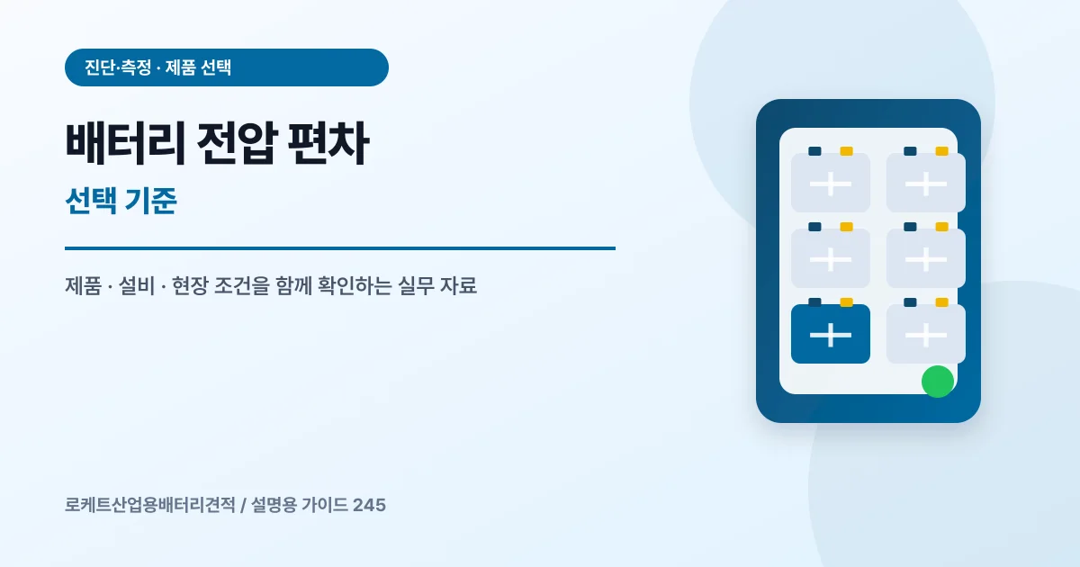 배터리 전압 편차 선택 기준에서 확인할 제품, 설비, 점검 항목을 정리한 설명용 대표 이미지