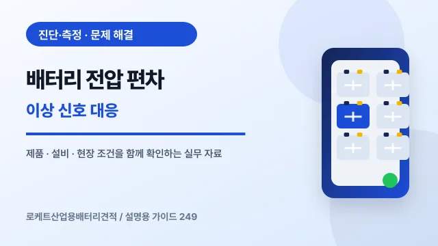 배터리 전압 편차 이상 신호 대응에서 확인할 제품, 설비, 점검 항목을 정리한 설명용 대표 이미지